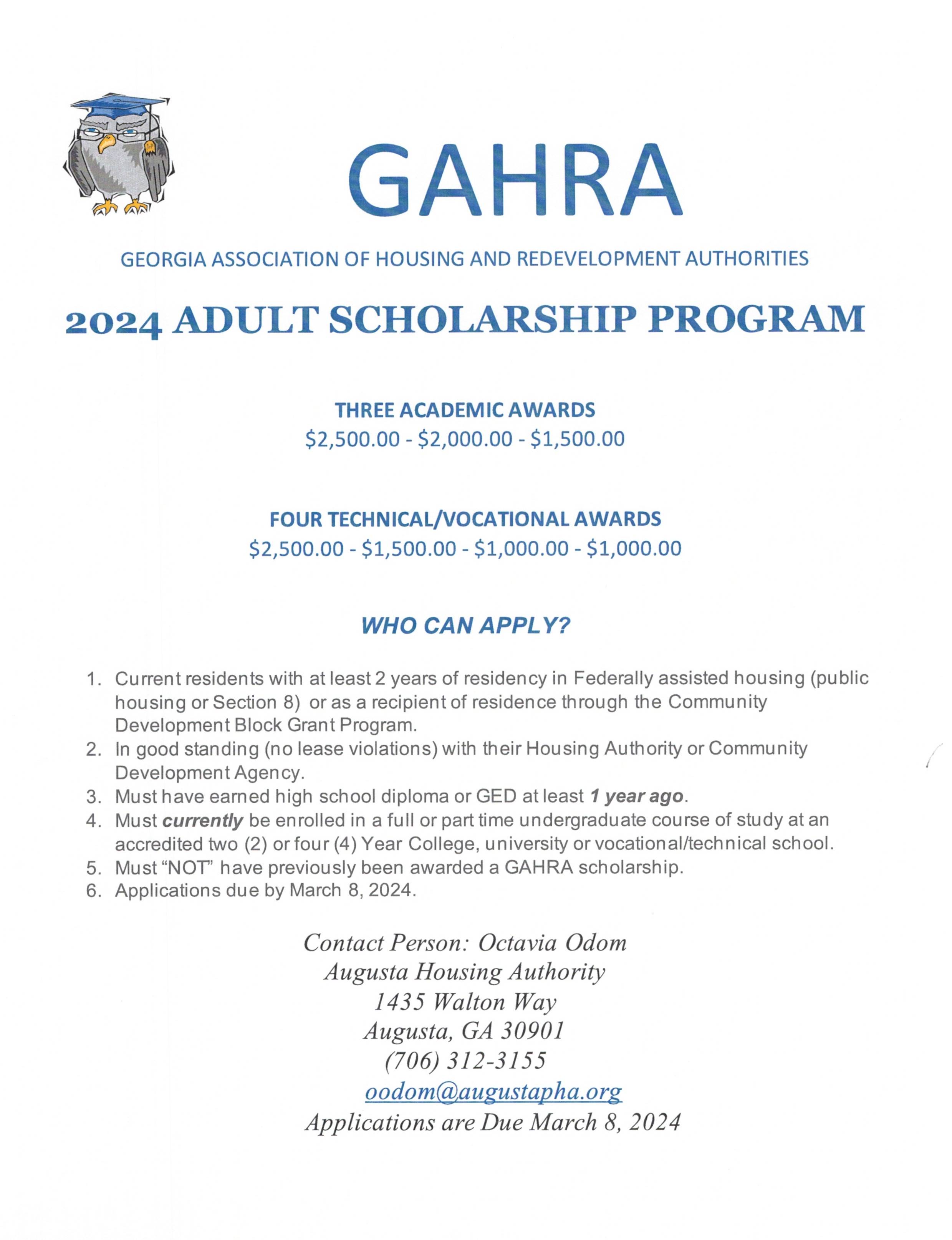 GAHRA Adult Scholarship Program Housing Authority of the City of